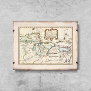Vintage poster Bellin Map of the Great Lakes Canada Map