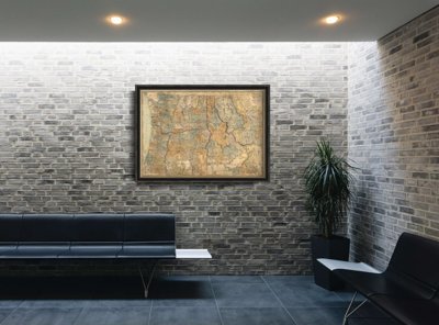 Wall art Sectional map of Washington Oregon Idaho Western Montana