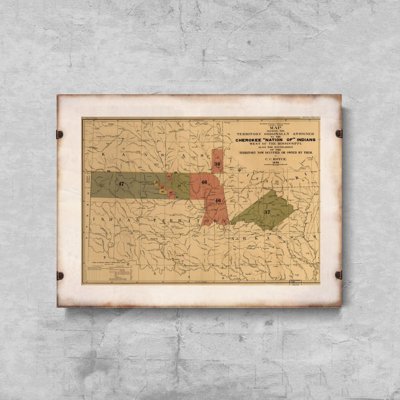 Vintage poster Old Map of Cherokee Nation Of Indians