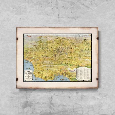 Wall art Old Map of Los Angeles The Wonder City Of America