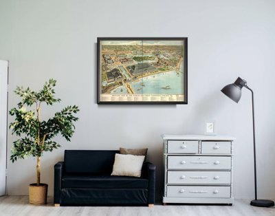 Vintage poster art Old Map of Birds Eye View Of the World Columbia Exposition