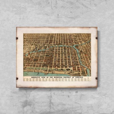 Poster Birdseye of Business District of Chicago Map