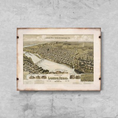 Vintage poster art Old Map of Osaka City Japan