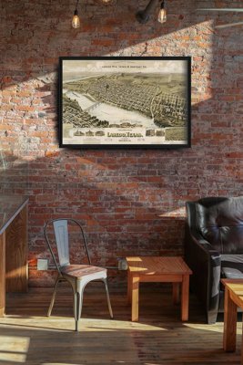 Vintage poster art Old Map of Osaka City Japan
