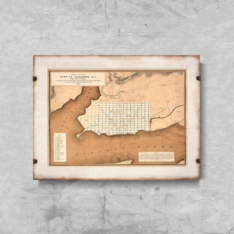 Poster Old Map of Alexandria Virginia Columbia Maryland