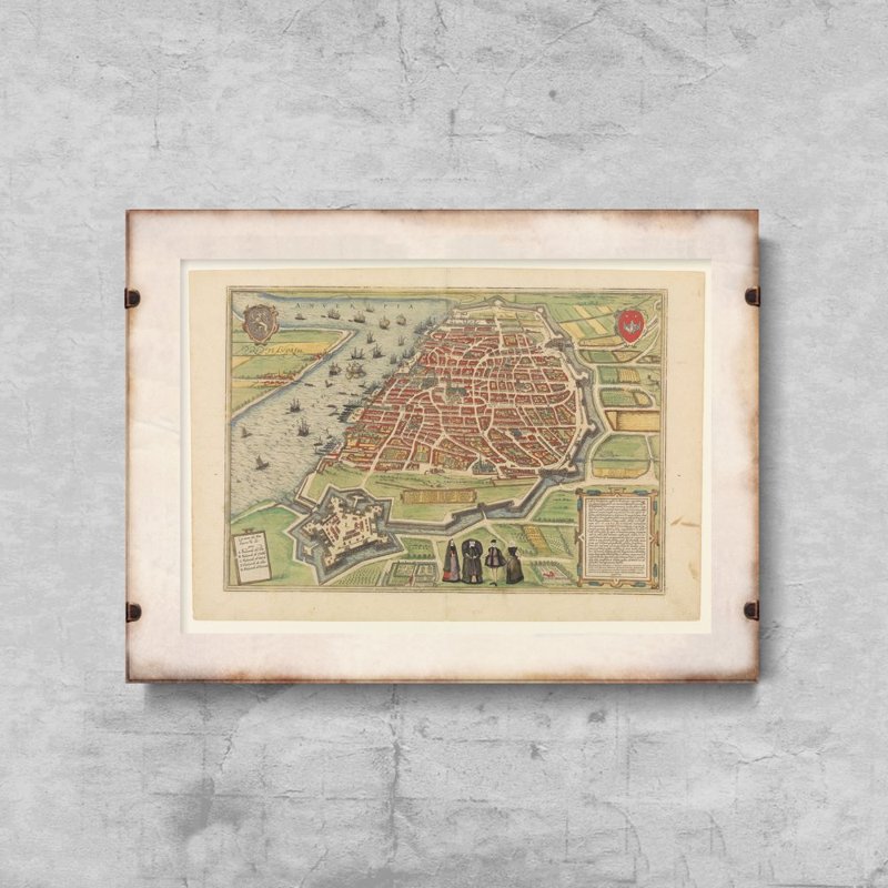 Poster Old Map of Antwerp Amberes Belgium