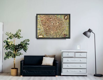 Poster Braun and Hogenberg Old Map and Gravure From Bologna Italy