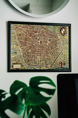 Poster Braun and Hogenberg Old Map and Gravure From Bologna Italy