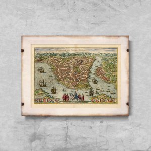 Vintage poster art Old Panorama View of Constantinople Instambul