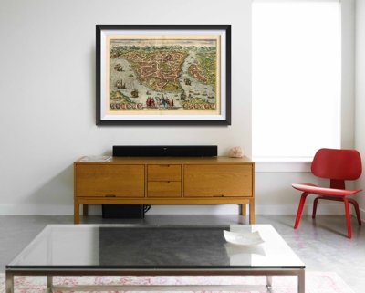 Vintage poster art Old Panorama View of Constantinople Instambul