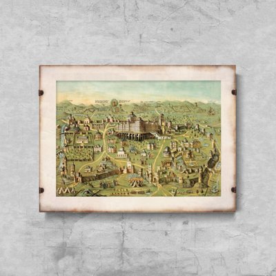 Canvas poster Old Map of Jerusalem Holy Land Palestine