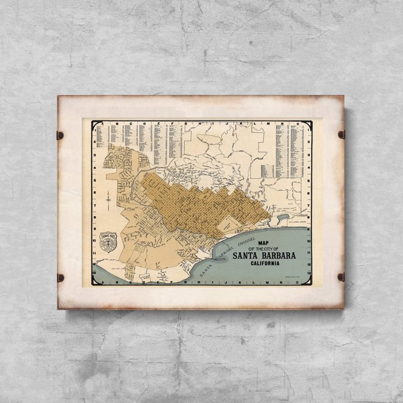 Poster Old Map of Santa Barbara California