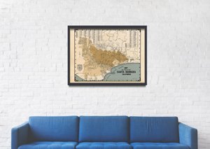 Poster Old Map of Santa Barbara California