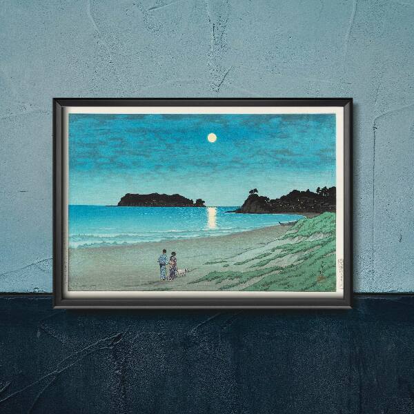 Poster Spring Moon at Ninomiya Beach by Kawase Hasui