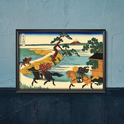 Vintage poster art The Fields of Sekiya Katsushika Hokusai Ukiyo-e