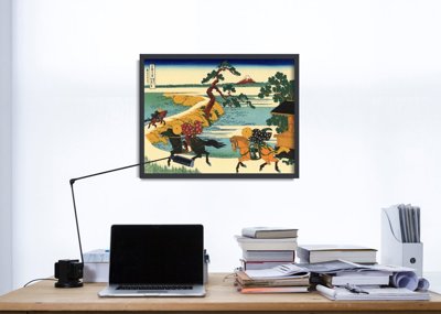 Vintage poster art The Fields of Sekiya Katsushika Hokusai Ukiyo-e