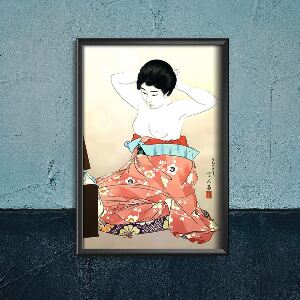 Vintage poster Woman Before A Mirror Torii-Kotondo Ukiyo-e