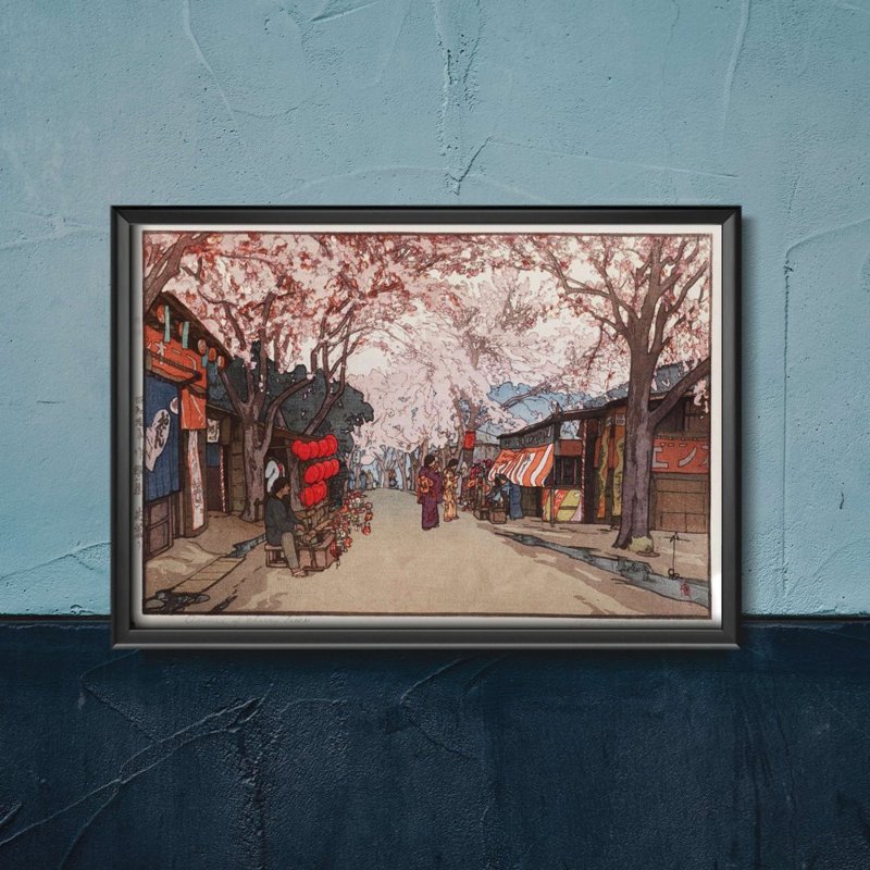 Vintage poster art Avenue of Cherry Trees Hiroshi Yoshida Ukiyoe