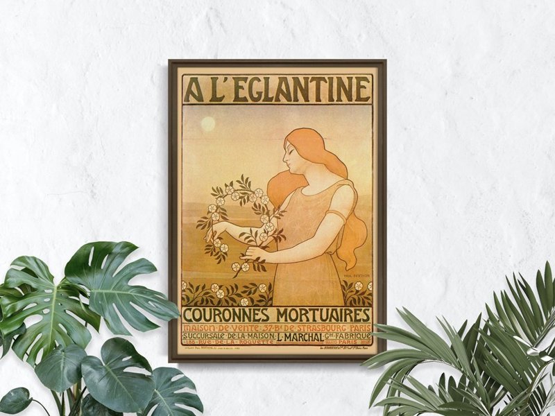 Vintage poster A LEglantine Couronnes Mortuaires