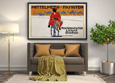 Wall art Mittelmeer Fahrten Norddeutscher Lloyd Bremen Mediterranean Journeys advertising for North German Lloyd Bremen