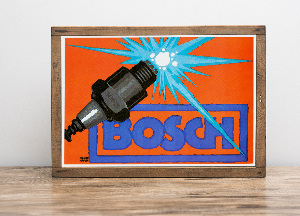 Wall art Bosch spark plugs