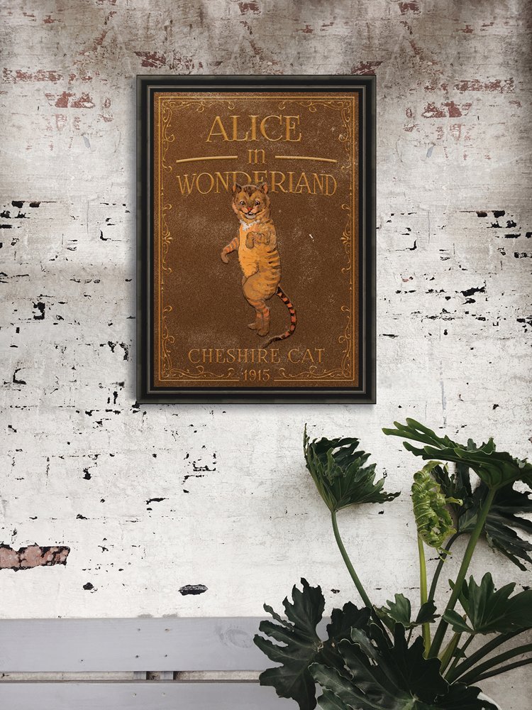 Alice in Wonderland, Alice and Cheshire Cat available as Framed