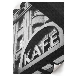Decorative poster depicting a city cafe