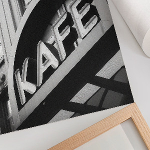Decorative poster depicting a city cafe