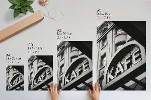 Decorative poster depicting a city cafe