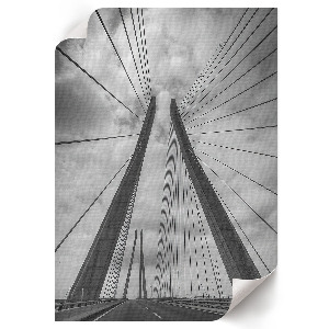 Modern wall art featuring a bridge motif