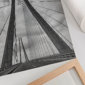 Modern wall art featuring a bridge motif