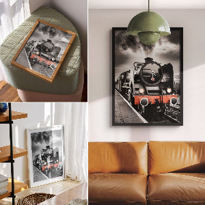 Wall art depicting a steam train