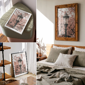 Poster with a spring lantern design