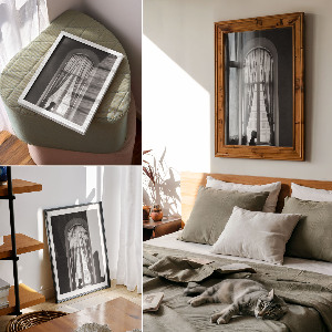 Decorative poster featuring a vintage window