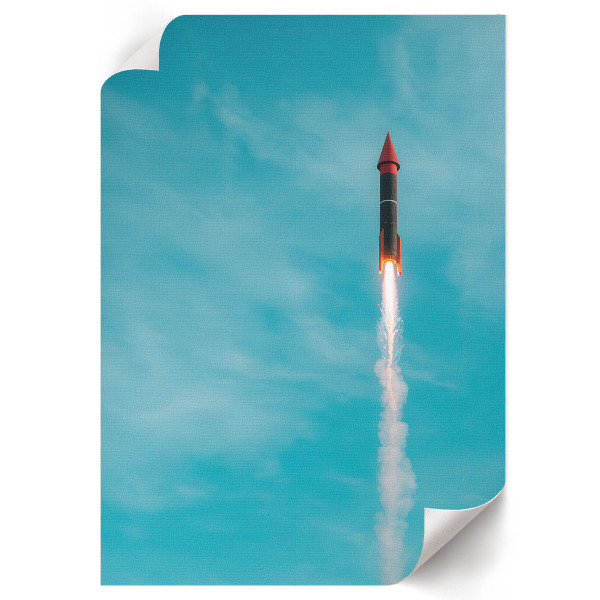 Art print of a rocket in the sky