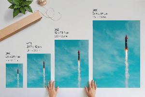 Art print of a rocket in the sky