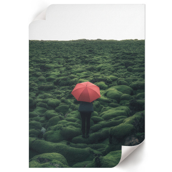 Decorative poster featuring a green landscape