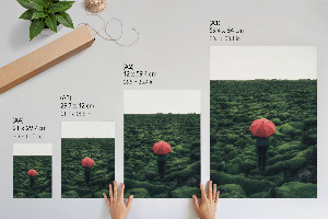 Decorative poster featuring a green landscape