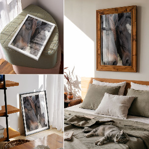Wall art featuring two horses