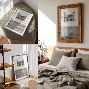 Decorative poster featuring a cat portrait