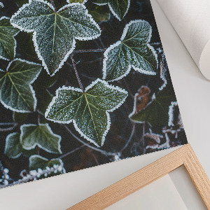 Wall art featuring frosty leaves