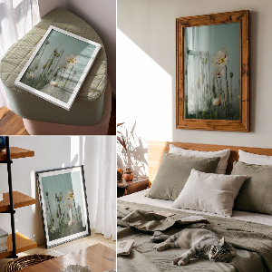 Art print featuring white poppies