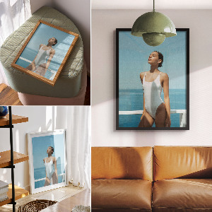 Art print Woman on a yacht