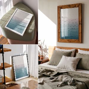 Wall print with a minimalist waves design