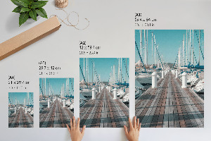 Decorative poster featuring white boats