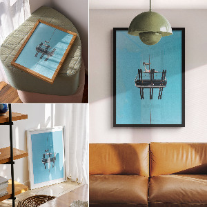 Art print featuring a ropeway