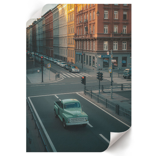 Retro city street wall art