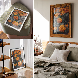 Wall art featuring a summer garden scene