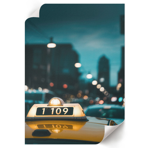 Wall print Taxi at night
