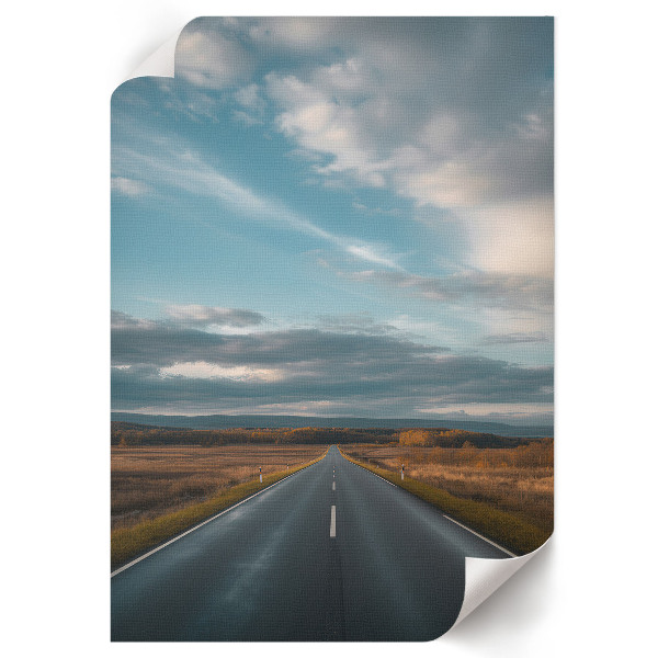 Wall art depicting a roadway landscape